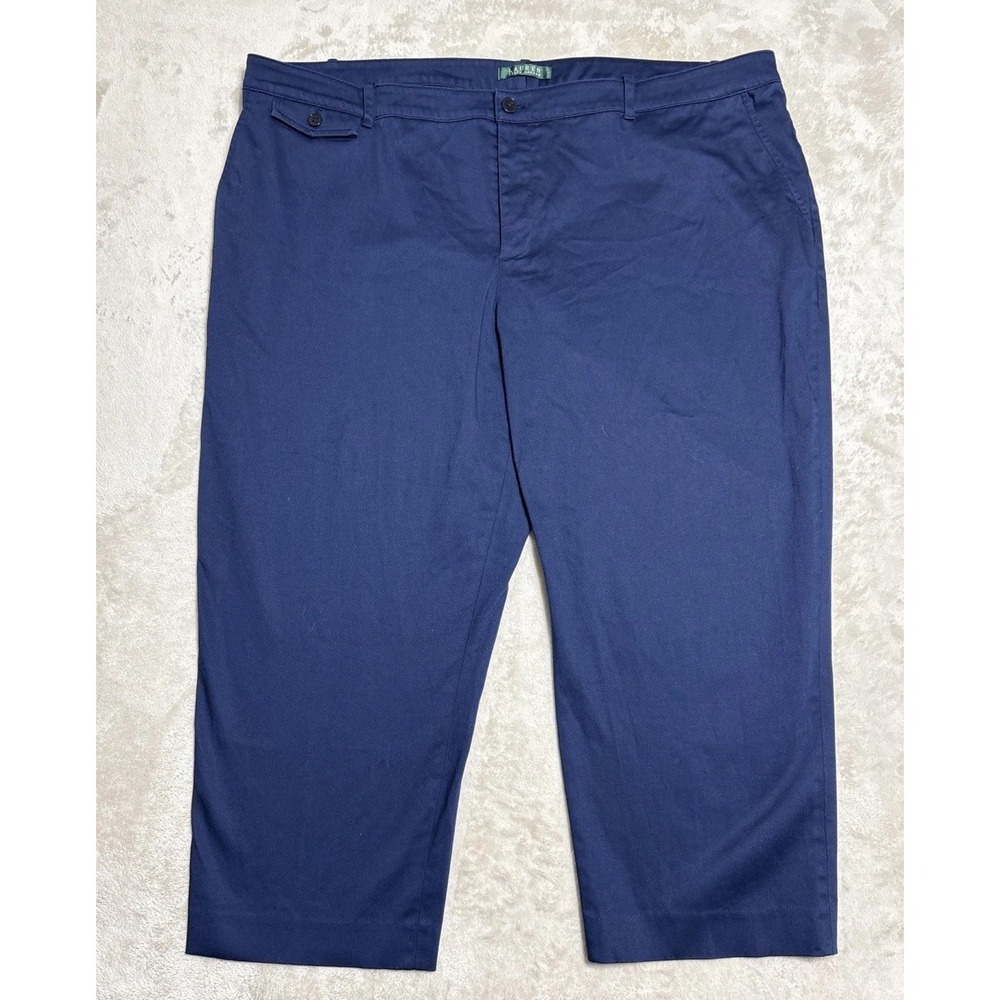 Lauren Ralph Lauren Pants Women's Size 22W Blue Cropped Capri Flat Front